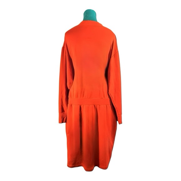 Calvin Klein Orange Zip-Front Knit Dress - Long Sleeve Casual Midi with Pockets - Picture 7 of 12